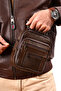Men's Brown Steel Case Genuine Leather Hand and Shoulder Bag (Small Size) - 2
