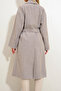 Women's Beige Double Breasted Waist Belted Herringbone Patterned Cashmere Coat Vgn-X10824 - 3
