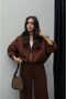 Brown Front Stitching Detailed Trousers Sweat Set - 3