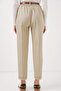 6686 Women's Pleated Belt Fabric Trousers - Cream - 7