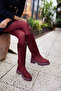 Zelly Women's Claret Red Real Suede Eva Sole Boots