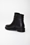 Women's Boots Black Faced Side Square Buckle - 5