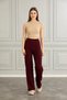 Enter Women's Burgundy Loose Fit Striped High Waist Lycra Tightening Pants - 3