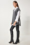 V-Neck Belted Long Knit Sweater Anthracite Lus0042 - 2
