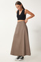 Suede Flared Skirt with Jacquard Pockets - Mink Lrg0015 - 3