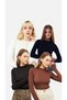 Women's Black White Brown Navy Blue 4-Piece Finger Detailed Bodysuit