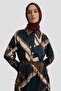 Petrol Color Geometric Print Dress - 24K9911 - 2