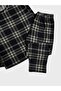 Boy's Suede Fabric Gray Plaid Print Long Sleeve Winter Pajamas Set - 3