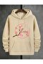 Floral Branch Print 2 Thread Raster Hooded Pocket Sweatshirt