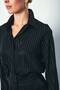 İnci Wears Women's Foil Striped Oversize Shirt Black - 2