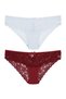 2-Piece Lace Cotton Fabric Detailed Women's Slip Panties