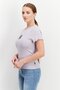 Women Crew Neck Short Sleeve Graphic Top, Lavender - 2
