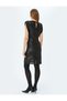 Sequin Sequined Padded Boat Neck Bat Sleeve Mini Dress - 4