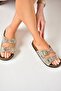 S777528302 Beige Suede Women's Slippers - Stone Detailed - 3