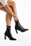 Black Genuine Leather Women's Stretch Boots - 2