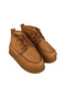 Women's Mini Suede Sheepskin Thick Sole Lace up Boots - 5