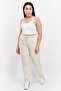 Women Regular Fit Textured Pant, Beige - 3