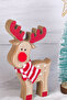 Christmas Ornament Decorative Wooden Deer Figurine with Scarf - 6
