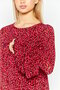 Women Crew Neck Long Sleeves Allover Print Blouse, Red - 3