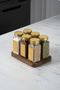 Mienda Home 6 Compartment Wooden Quadrilateral Spice Rack Stand - 6