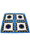 وشاح أزرق ساتان منقوش بالزهور متعدد القطع - 90x90 - 4