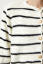 Gold Button Striped Knitwear Cardigan Bone Black Lpf0003 - 6