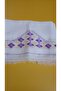 White Purple and Yellow Handmade and Needlepoint Front Embroidered Head Scarf - 2