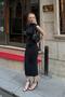 Black Zero Sleeve Shoulder and Waist Draped Women's Midi Dress - 3