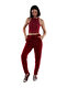 Women's Burgundy High Waist Striped Sweatpants - 3