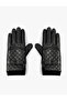 Faux Leather Gloves Quilted Snap Button