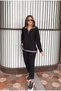 Women's Long-Sleeve Rib Knit and Zipper Detail Blouse and High-Waist Pants 2-Piece Set