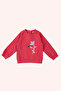 Baby Girl Red Sweatshirt with Embroidery Detail