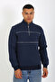 5720 Comfortable Shardooned Three-Yarn Half-Zip Piece Relax Fit Sweatshirt - 4