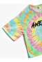 Printed Oversize T-Shirt with Tie-Dye Pattern and Short Sleeves - 3