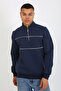 5720 Comfortable Shardooned Three-Yarn Half-Zip Piece Relax Fit Sweatshirt - 5