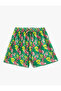 Floral Pleated Shorts with Bow Detail and Elastic Waist