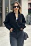 Women's Black Zippered Knit Cardigan