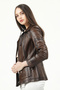 Yb2139 Real Leather Women's Coat Camel Antique - 4