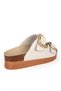 Women's Double Strap Buckled Slippers Genuine Suede Leather Zy 7774 Beige - 5