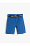 Chino Shorts with Belt Detail and Pockets Cotton
