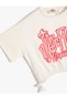 Crop T-Shirt Graffiti Printed Elastic Waist Short Sleeve Cotton - 3