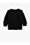 New Year's Themed Teddy Bear Printed Sweatshirt Long Sleeve with Ribbon - 2