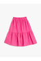 Midi Skirt Layered Elastic Waist Linen Blend