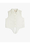 Crop Shirt with Front Tie Detail, Sleeveless, Embroidered Collar - 2
