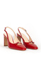 Women's Blunt Toe Heeled Shoes Real Patent Leather Sy 27501 Red - 5