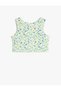 Floral Print Sleeveless Crop Tank Top - Round Neck - 2