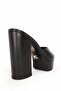 Women's Platform Heel Slipper Genuine Leather PL 319269 Black - 7