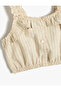 Crop Blouse Strap Frill Buttoned - 3