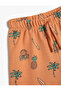 Shorts Fruit Print Detailed Tie Waist Textured Cotton - 3
