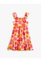 Floral Print Midi Dress - Loose Fitting, Sleeveless, Ruffles, Off the Shoulder - 2
